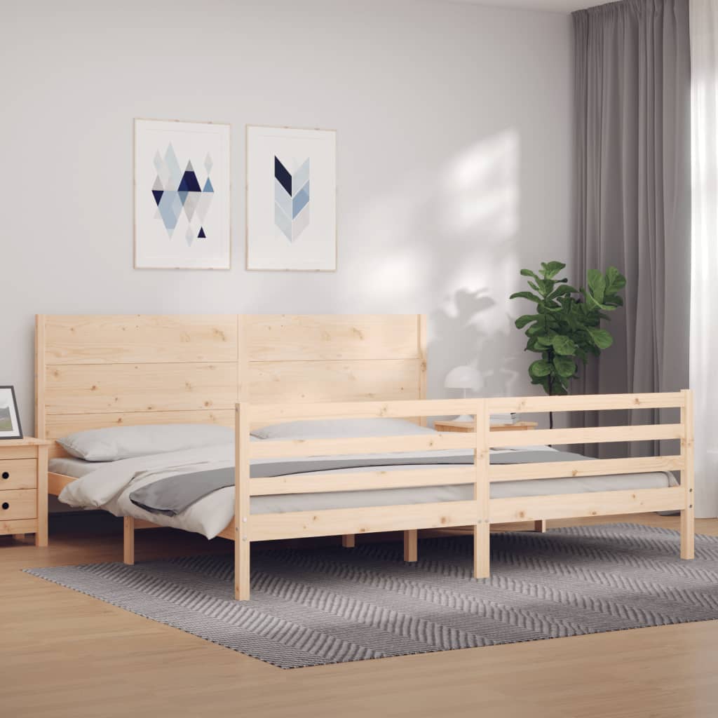 vidaXL Posteľný rám s čelom 200x200 cm masívne drevo