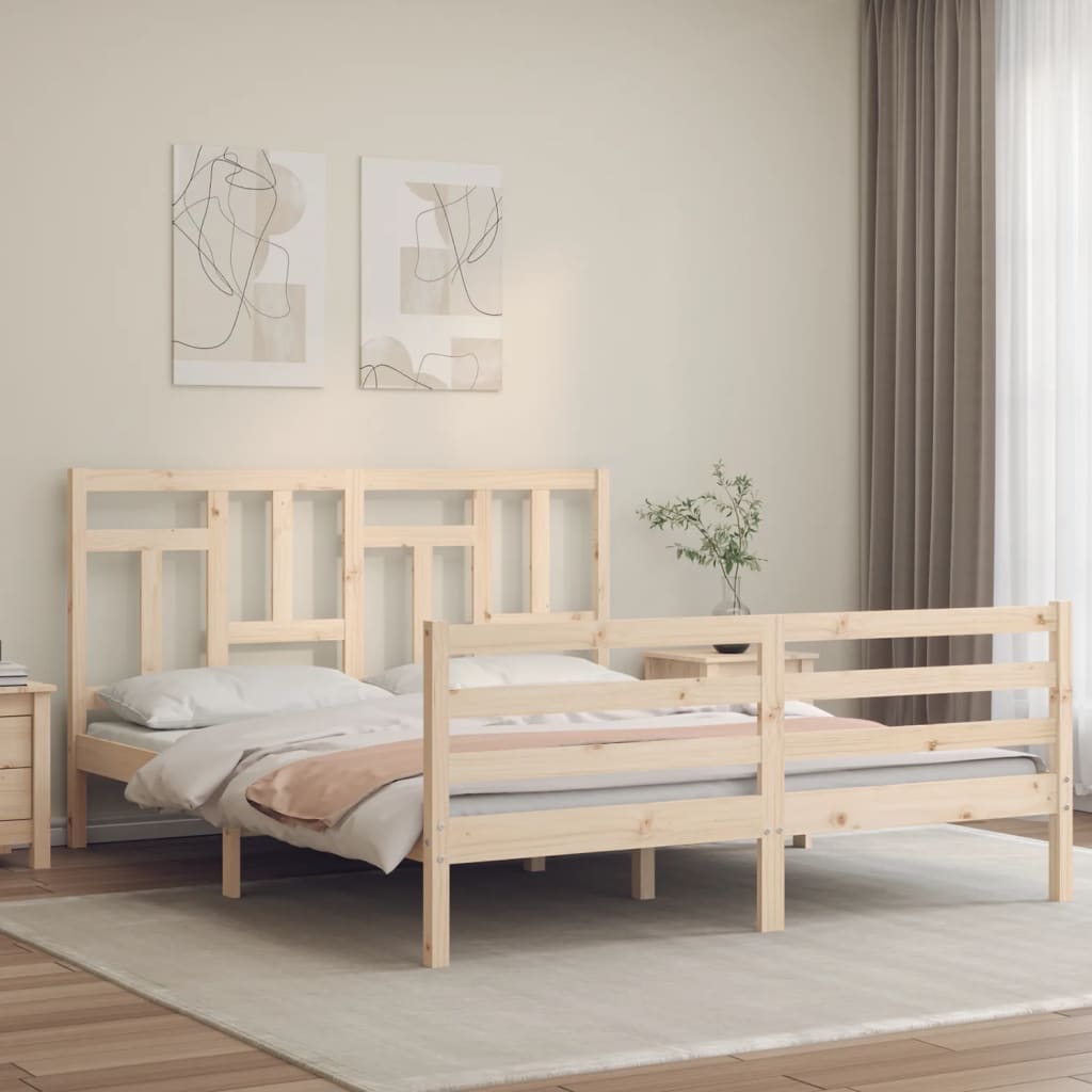 vidaXL Posteľný rám s čelom 160x200 cm masívne drevo