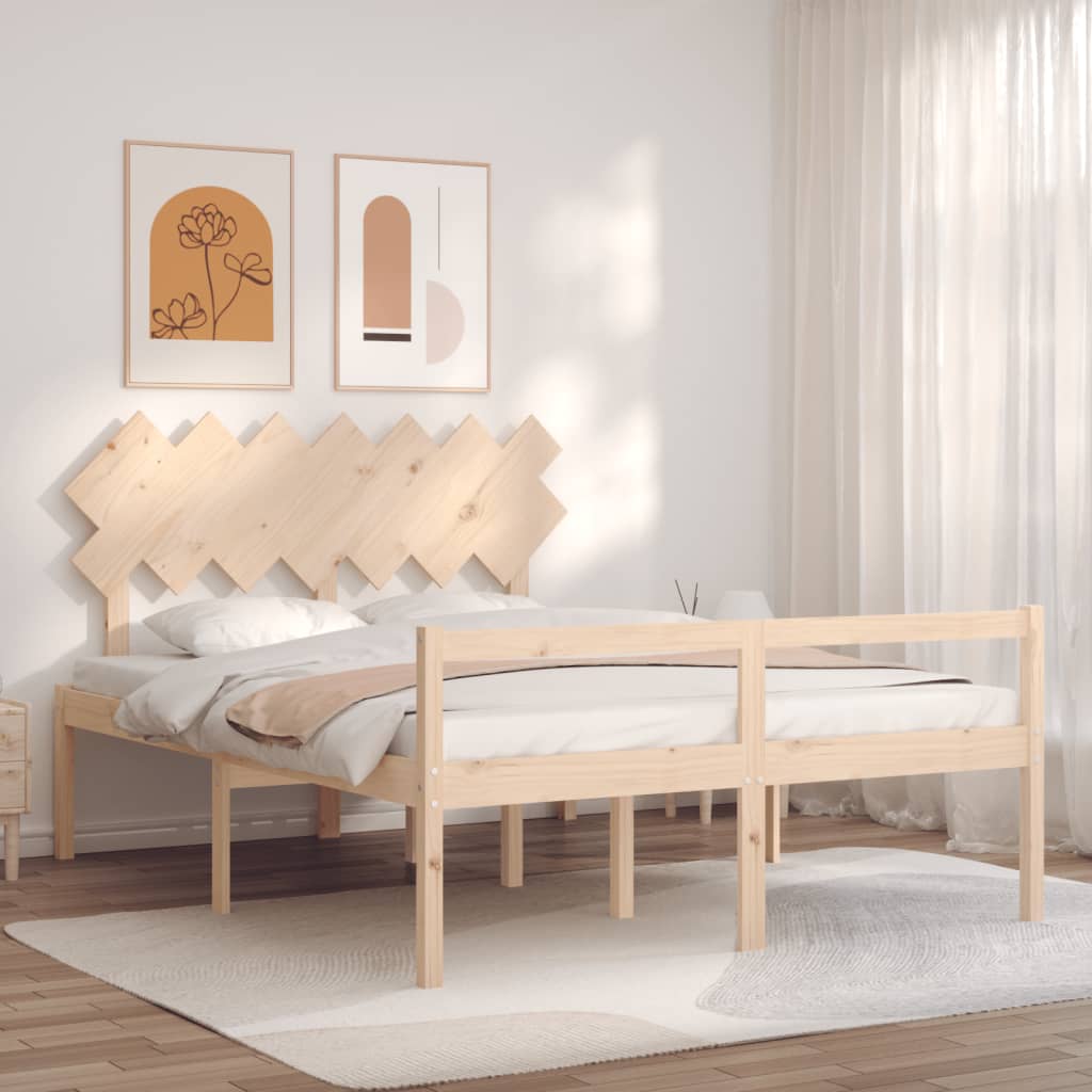 vidaXL Posteľ pre seniorov s čelom, 140x190 cm, drevený masív