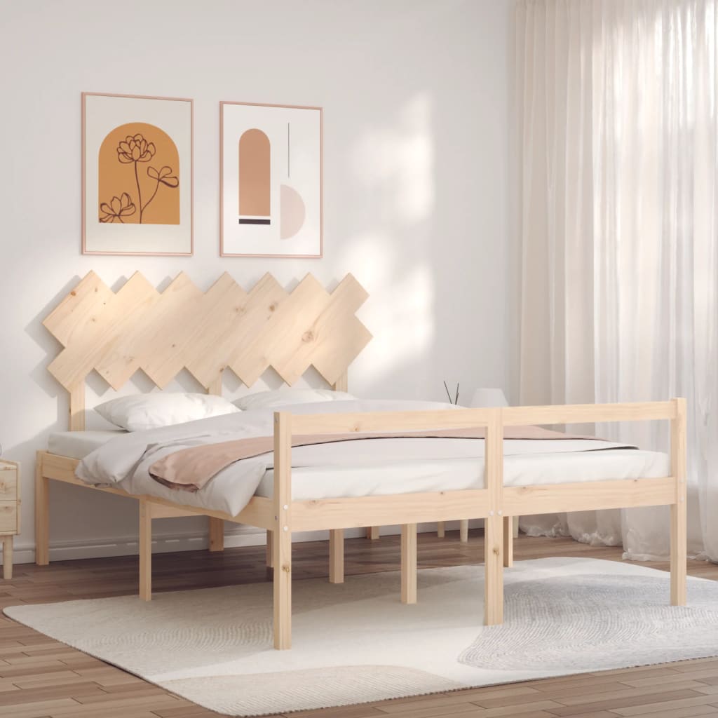 vidaXL Posteľ pre seniorov s čelom, 140x200 cm, drevený masív