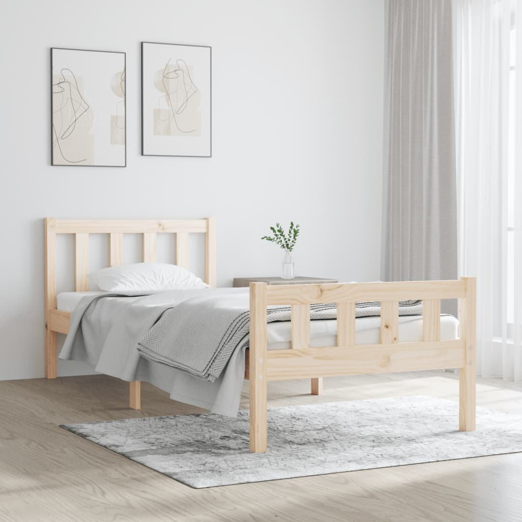 vidaXL Posteľný rám, drevený masív 90x190 cm, jednolôžko