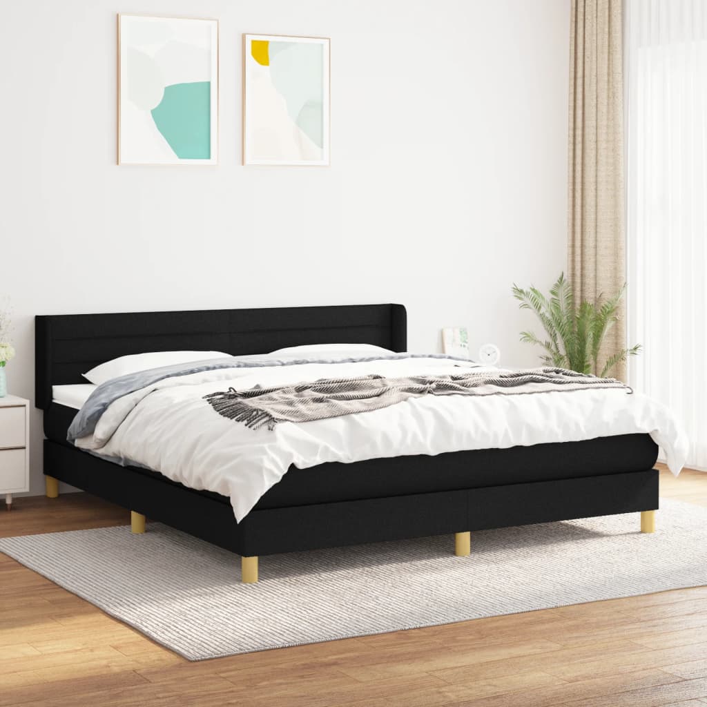 vidaXL Posteľný rám boxspring s matracom čierny 180x200 cm látka
