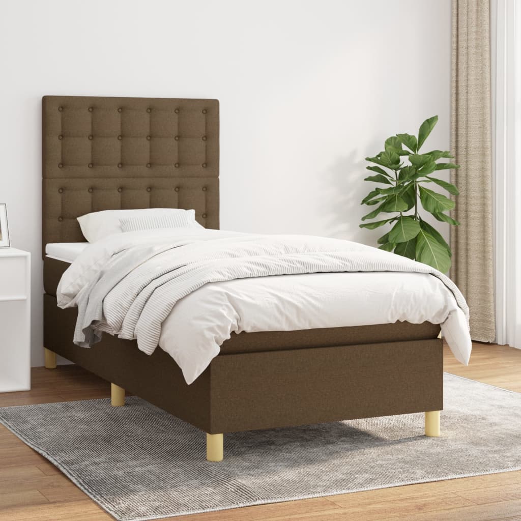 vidaXL Posteľný rám boxsping s matracom hnedý 80x200 cm látka