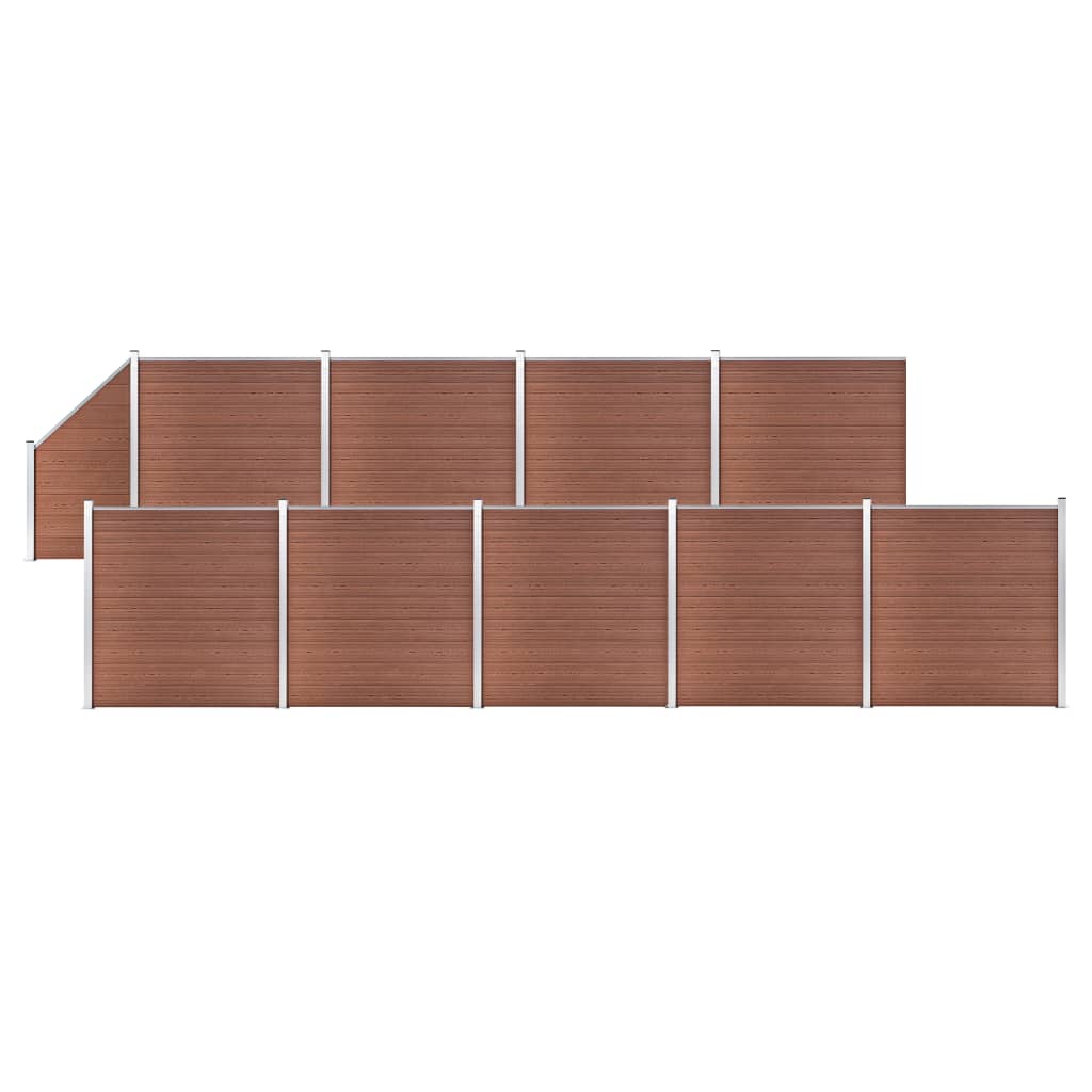 vidaXL WPC plot 9 štvorcových + 1 zošikmený diel 1657x186 cm hnedý