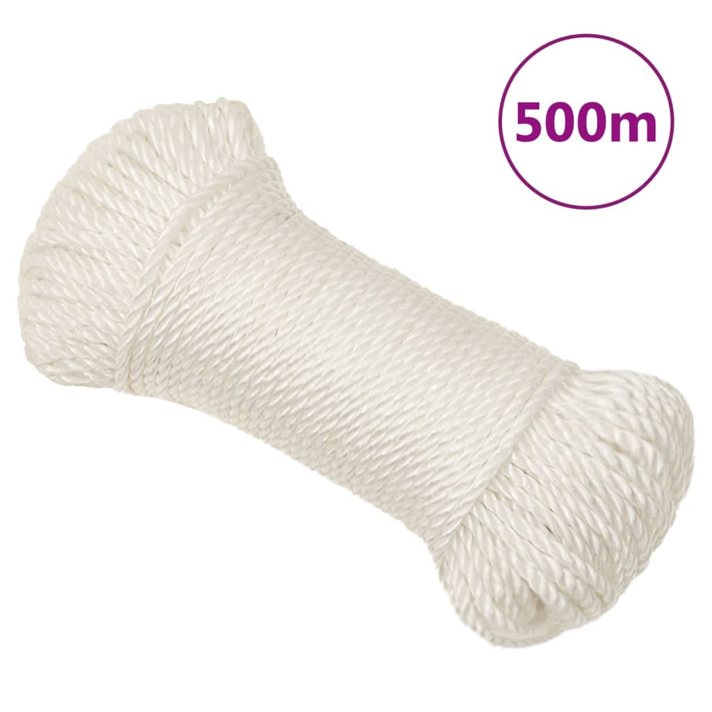 vidaXL Pracovné lano biele 8 mm 500 m polypropylén