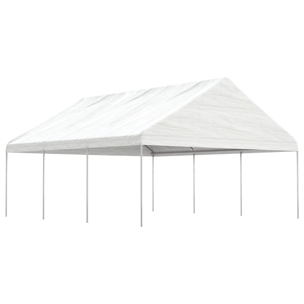vidaXL Altánok so strechou, biely 6,69x5,88x3,75 m, polyetylén