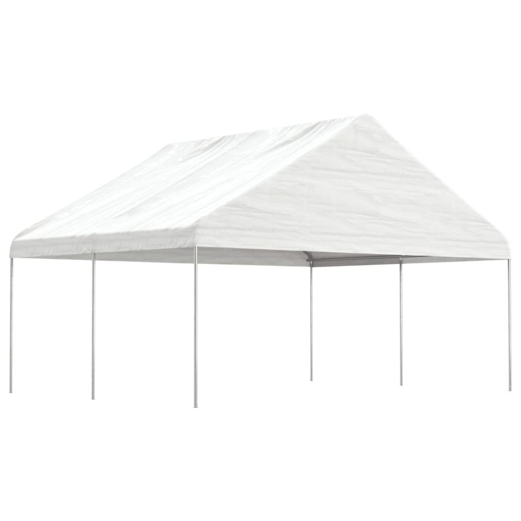 vidaXL Altánok so strechou, biely 4,46x5,88x3,75 m, polyetylén