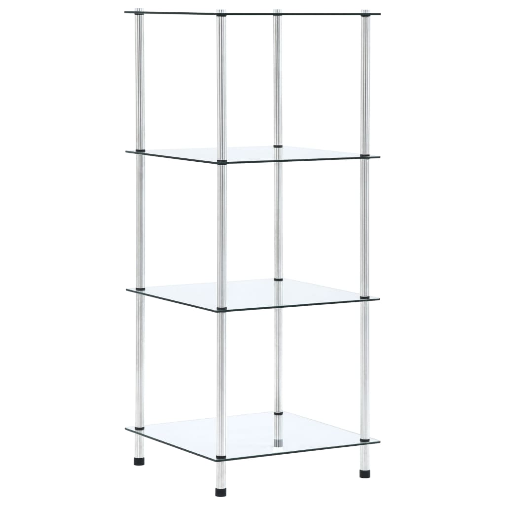 vidaXL Regál so 4 policami, priehľadný 40x40x100 cm, tvrdené sklo