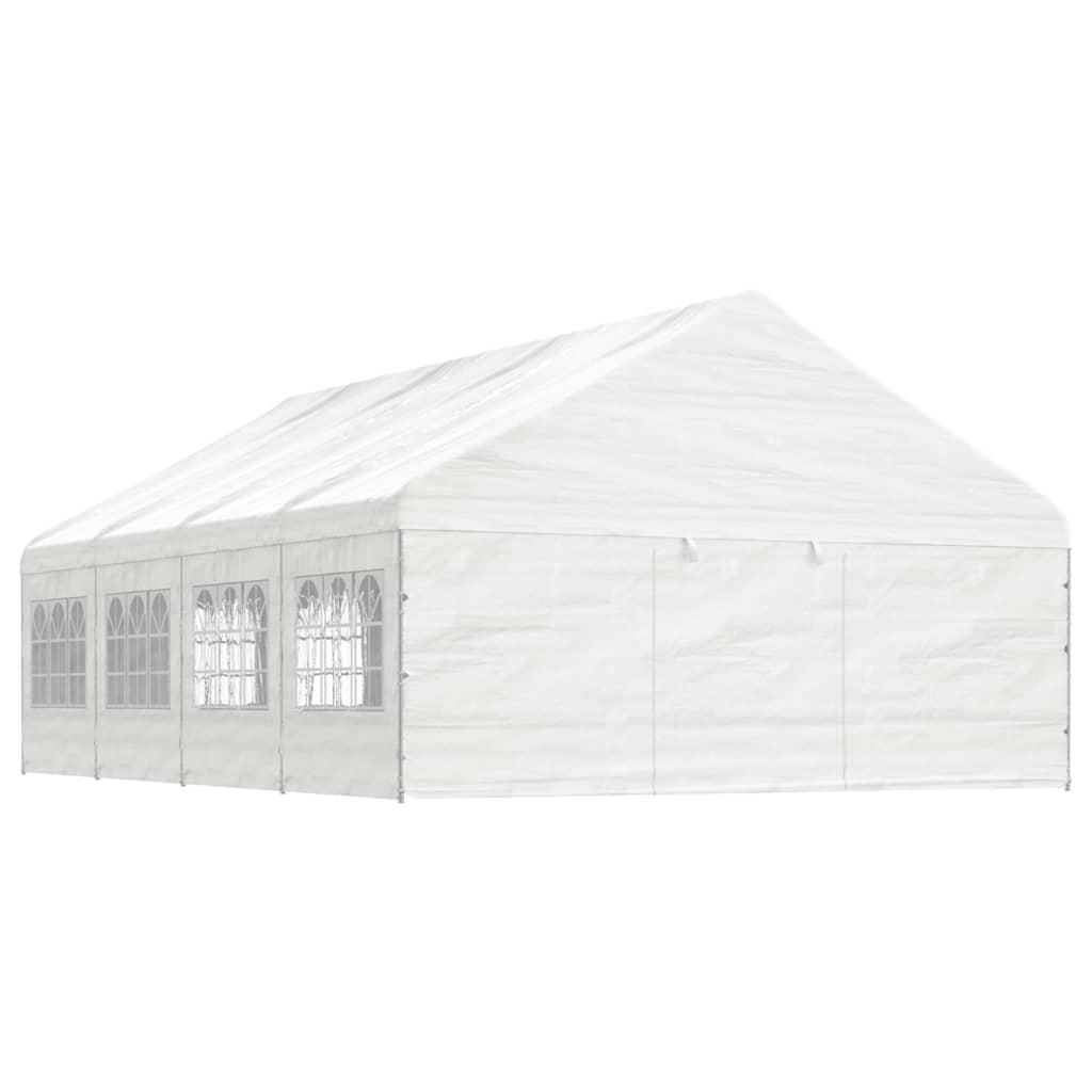 vidaXL Altánok so strechou, biely 8,92x5,88x3,75 m, polyetylén