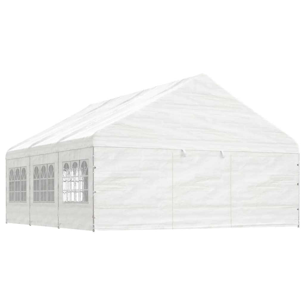 vidaXL Altánok so strechou, biely 6,69x5,88x3,75 m, polyetylén