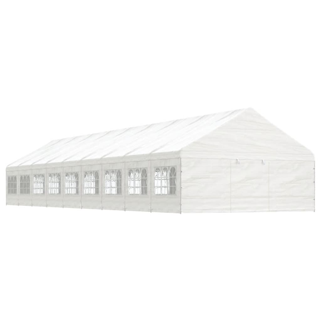 vidaXL Altánok so strechou, biely 20,07x5,88x3,75 m, polyetylén