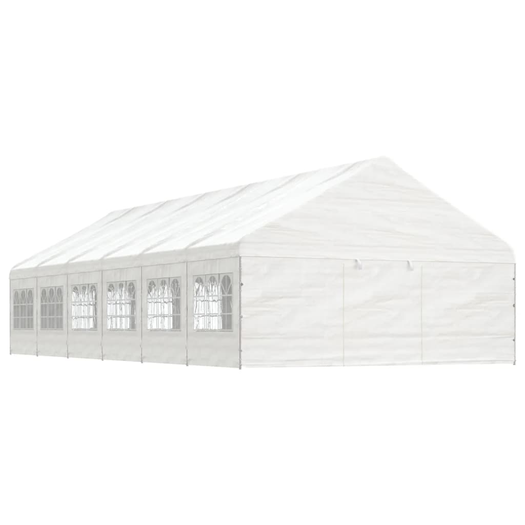 vidaXL Altánok so strechou, biely 13,38x5,88x3,75 m, polyetylén