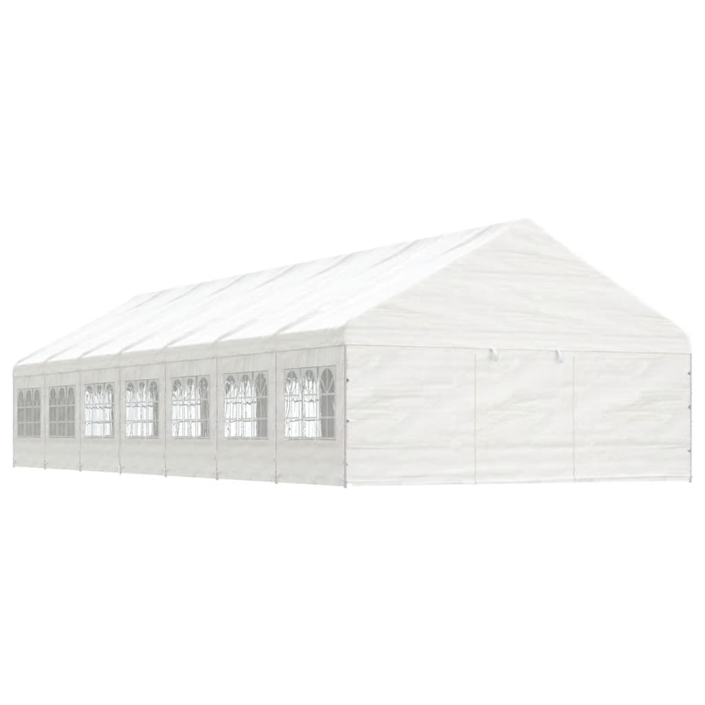 vidaXL Altánok so strechou, biely 15,61x5,88x3,75 m, polyetylén
