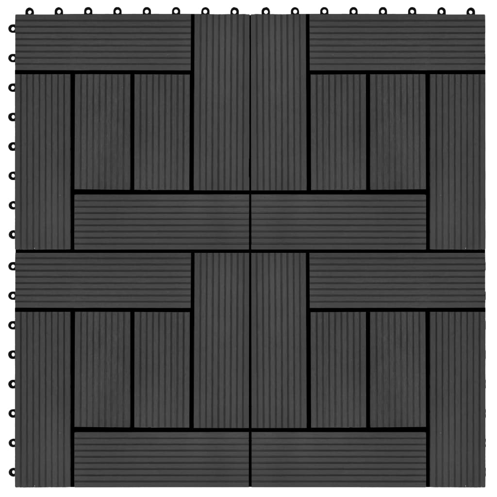 vidaXL Podlahové dlaždice z WPC 11 ks 30x30 cm 1 m2 čierne