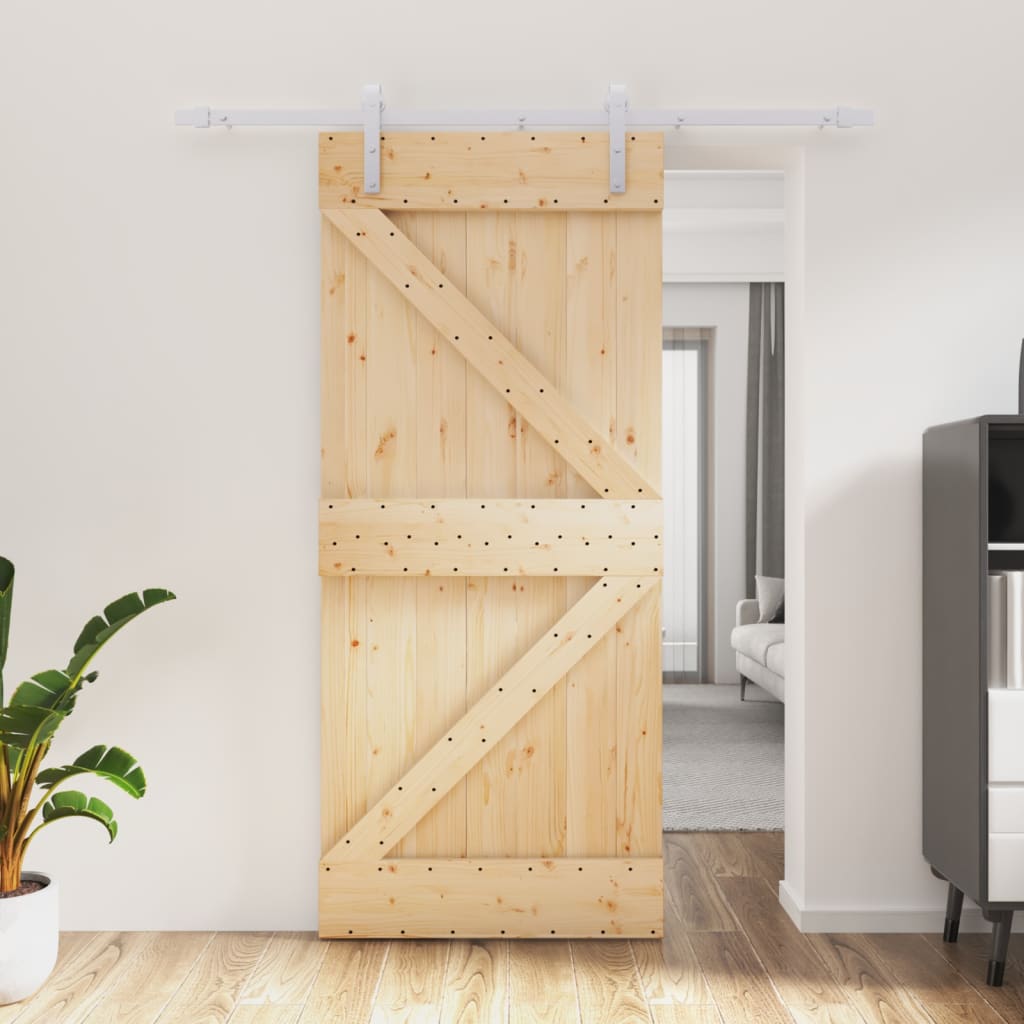 vidaXL Posuvné dvere so sadou kovania 90x210 cm borovicový masív