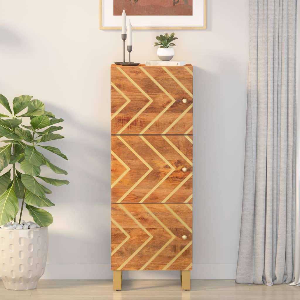 vidaXL Vysoká skrinka hnedo-čierna 40x33,5x110 cm masívne mango