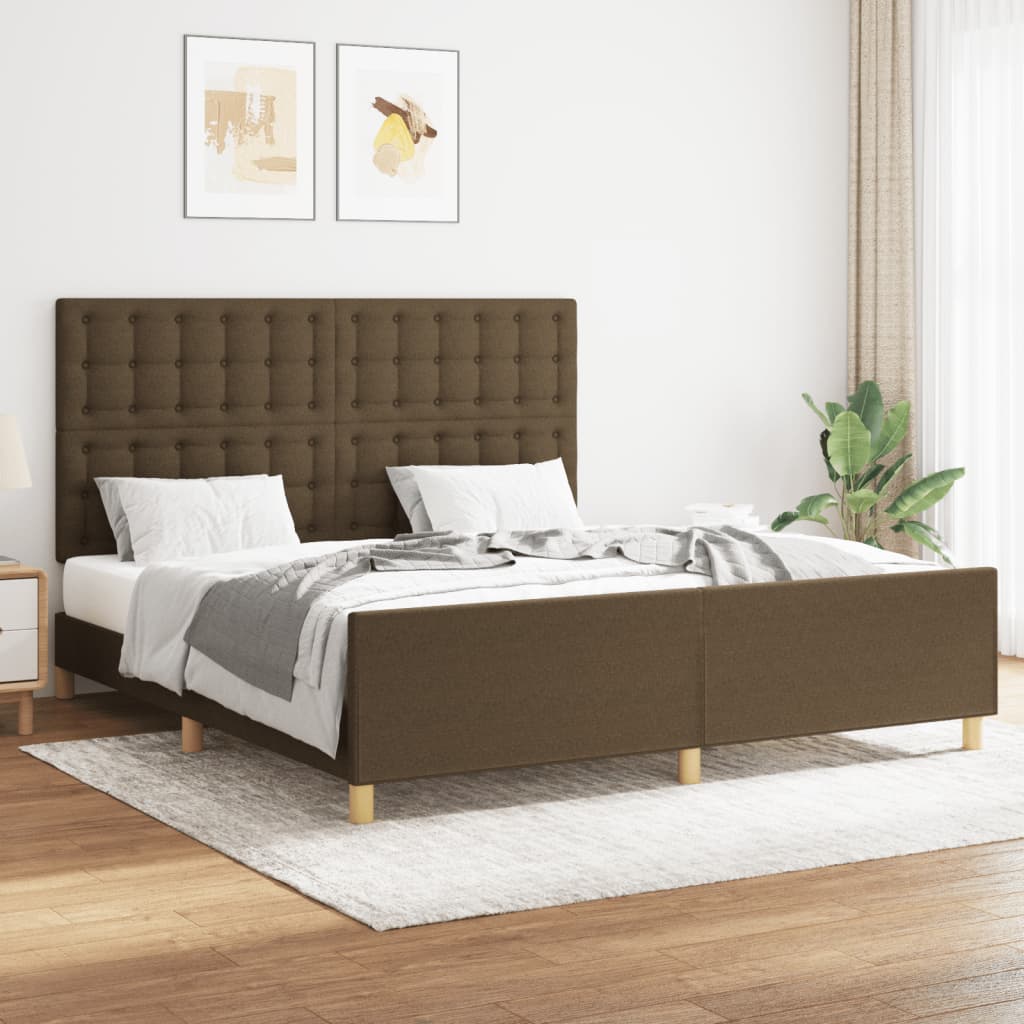 vidaXL Posteľ bez matracatmavohnedá 160x200 cm látka