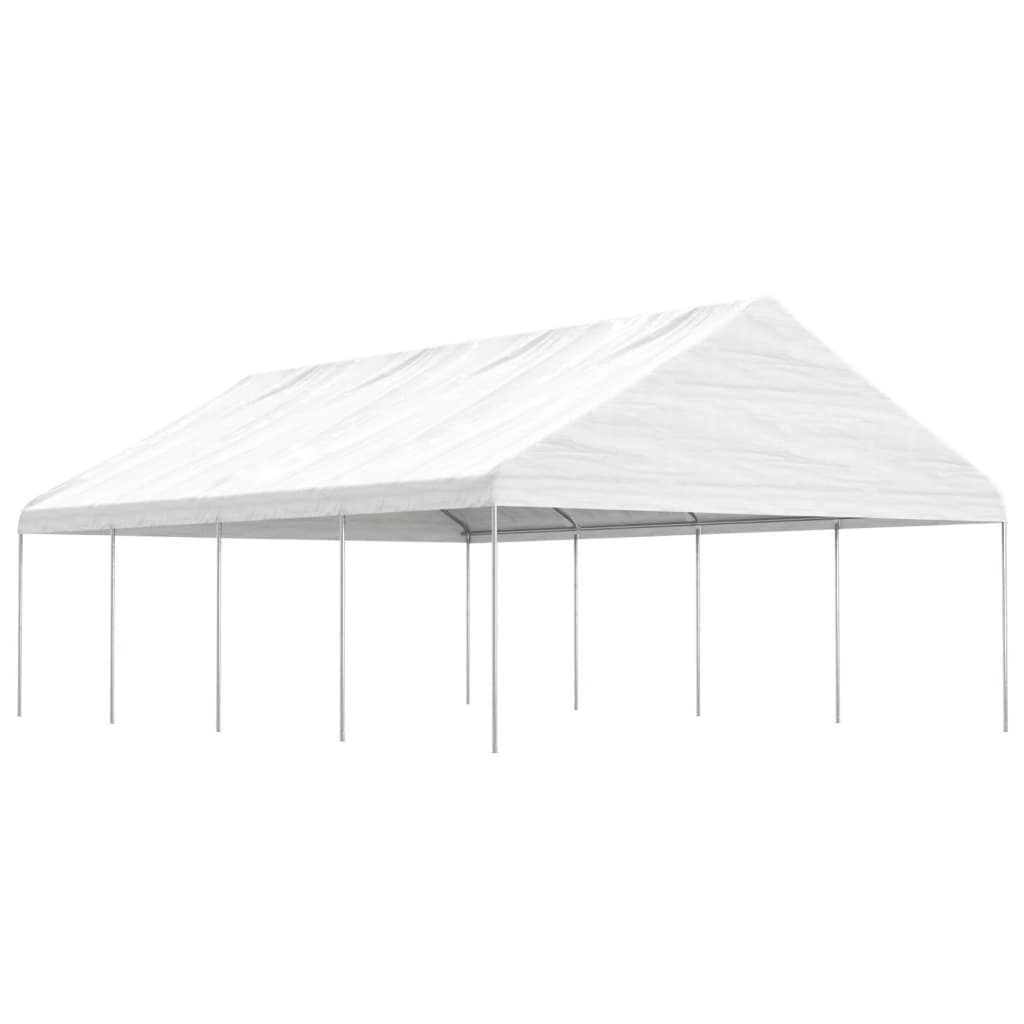 vidaXL Altánok so strechou, biely 8,92x5,88x3,75 m, polyetylén