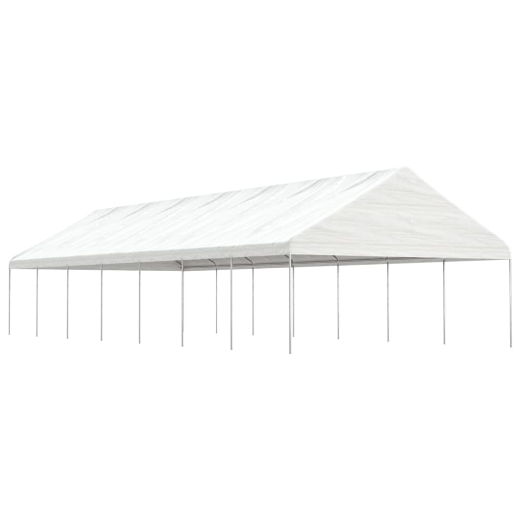 vidaXL Altánok so strechou, biely 15,61x5,88x3,75 m, polyetylén