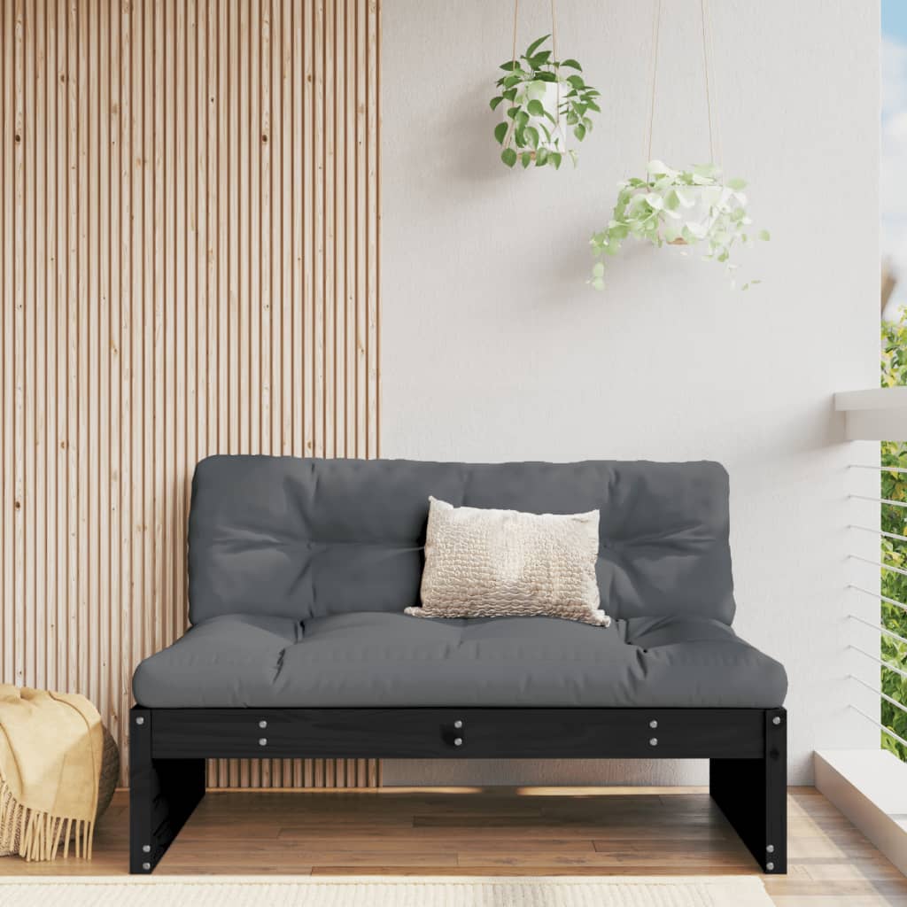 vidaXL Stredová pohovka čierna 120x80 cm borovicový masív