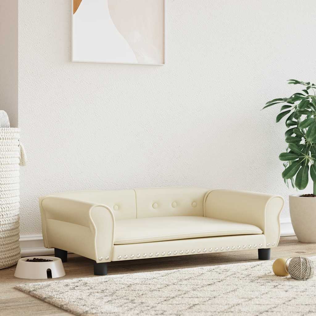 vidaXL Pelech pre psa krémový 95x55x30 cm umelá koža