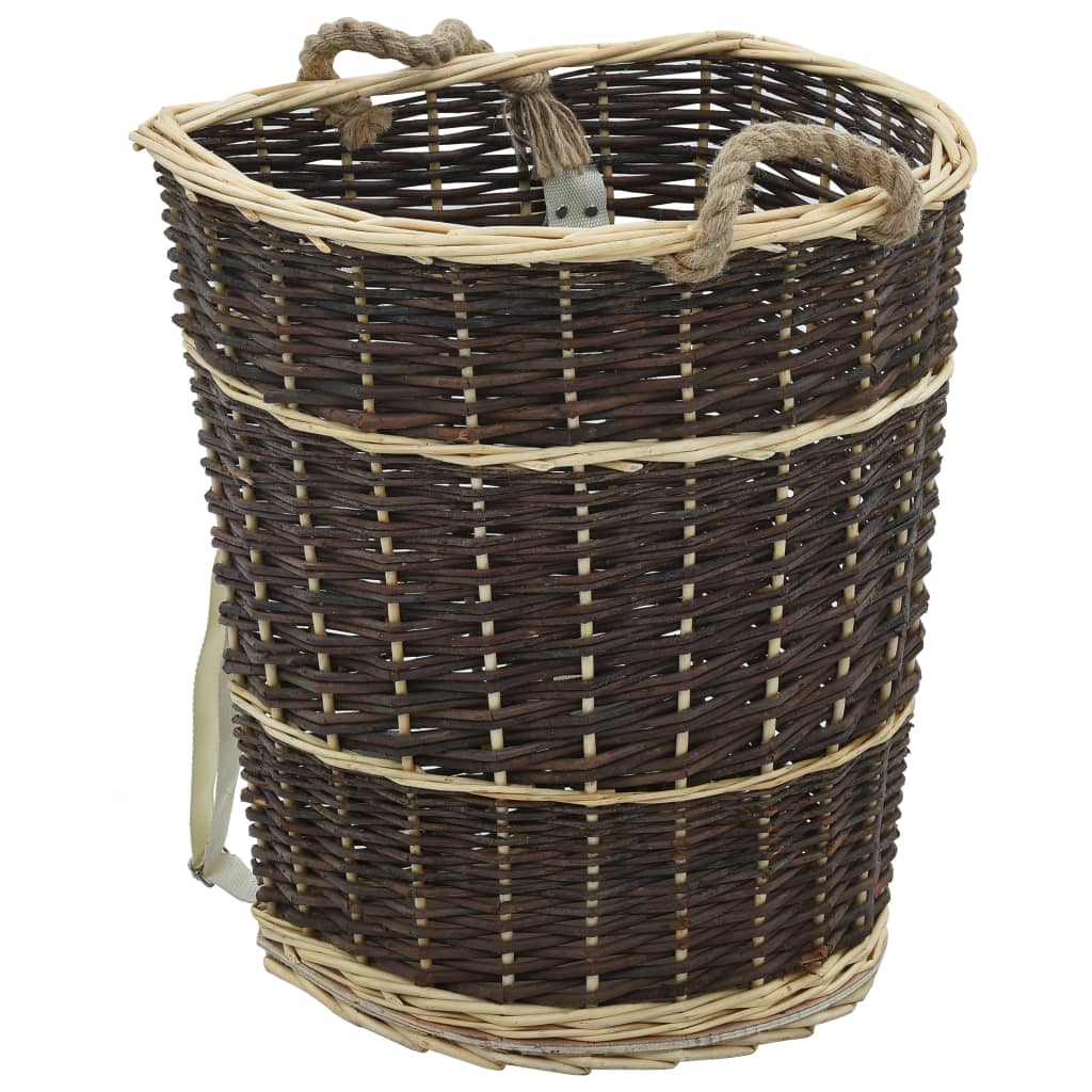 vidaXL Košík s popruhmi na palivové drevo 44,5x37x50 cm prírodná vŕba