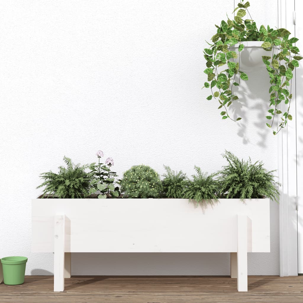 vidaXL Záhradný vyvýšený záhon biely 101x30x38 cm borovicový masív