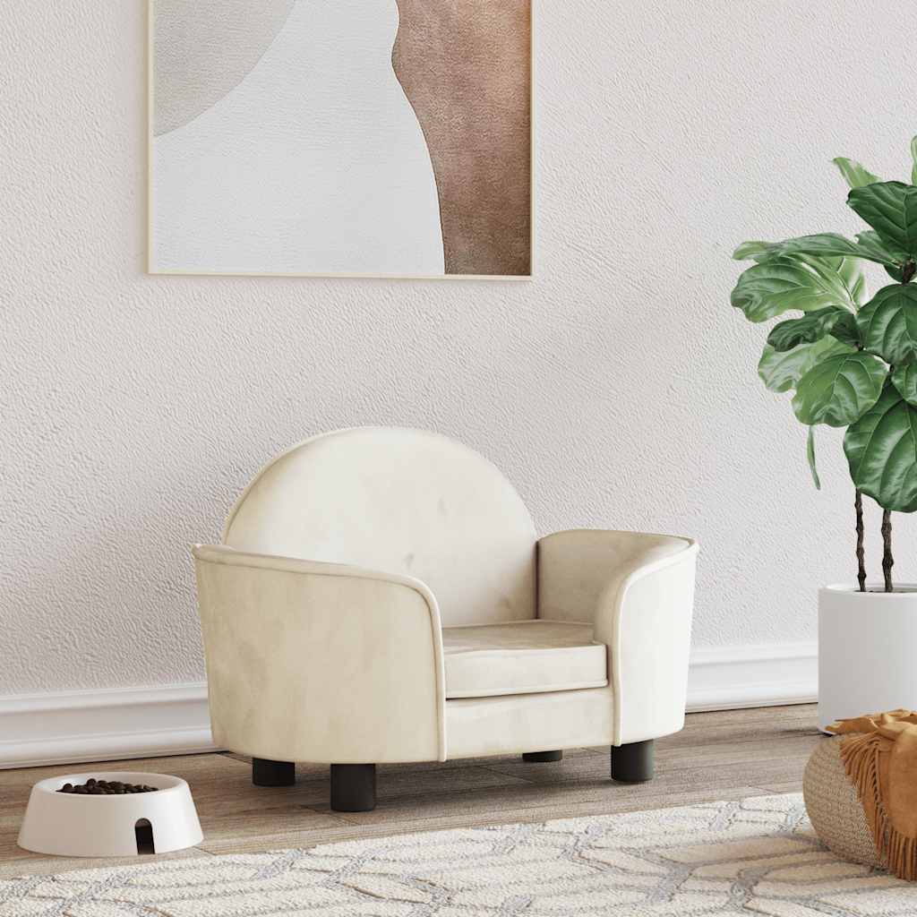 vidaXL Pelech pre psa krémový 66x40x45 cm zamat
