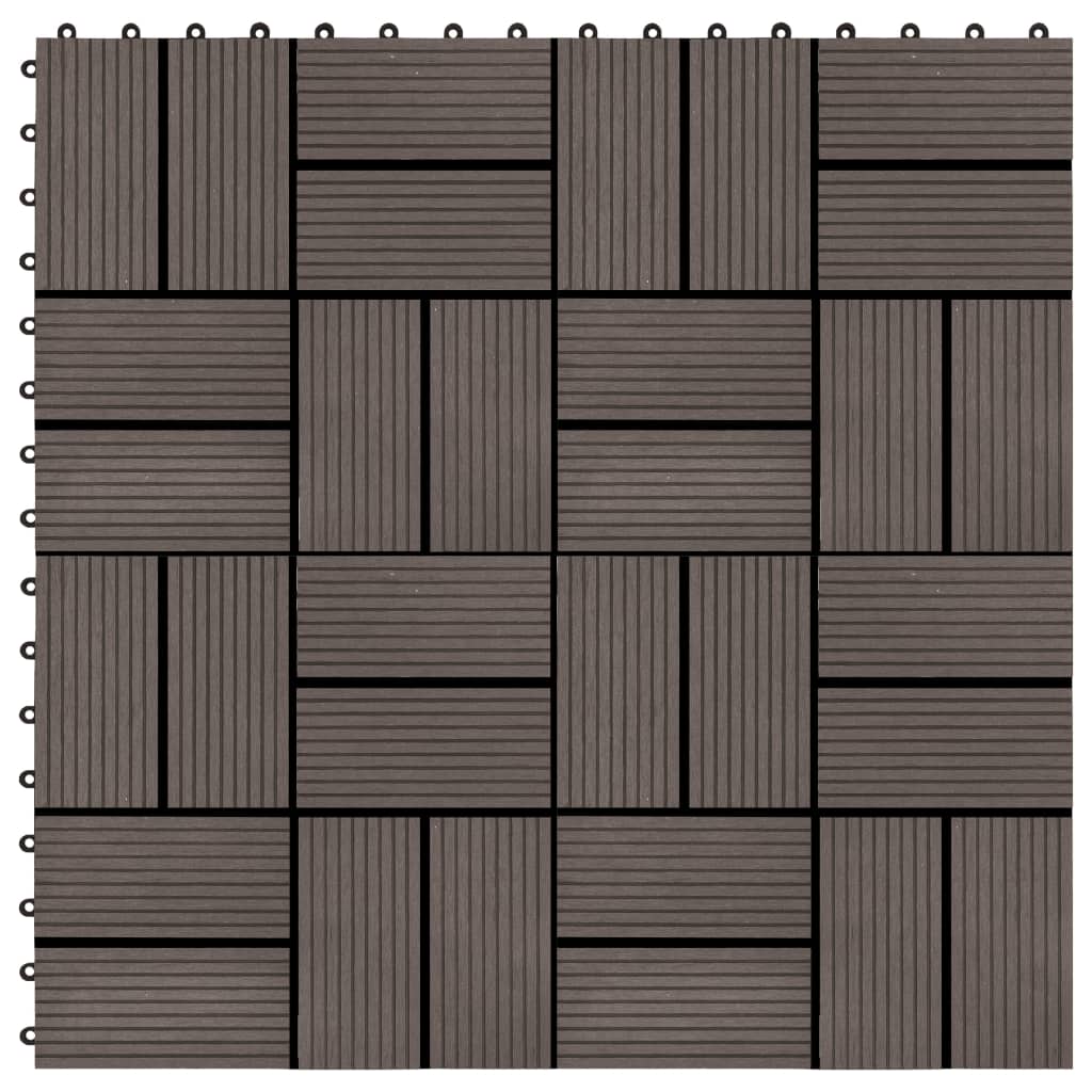 vidaXL Podlahové dlaždice z WPC 11 ks 30x30 cm 1 m2 tmavohnedé