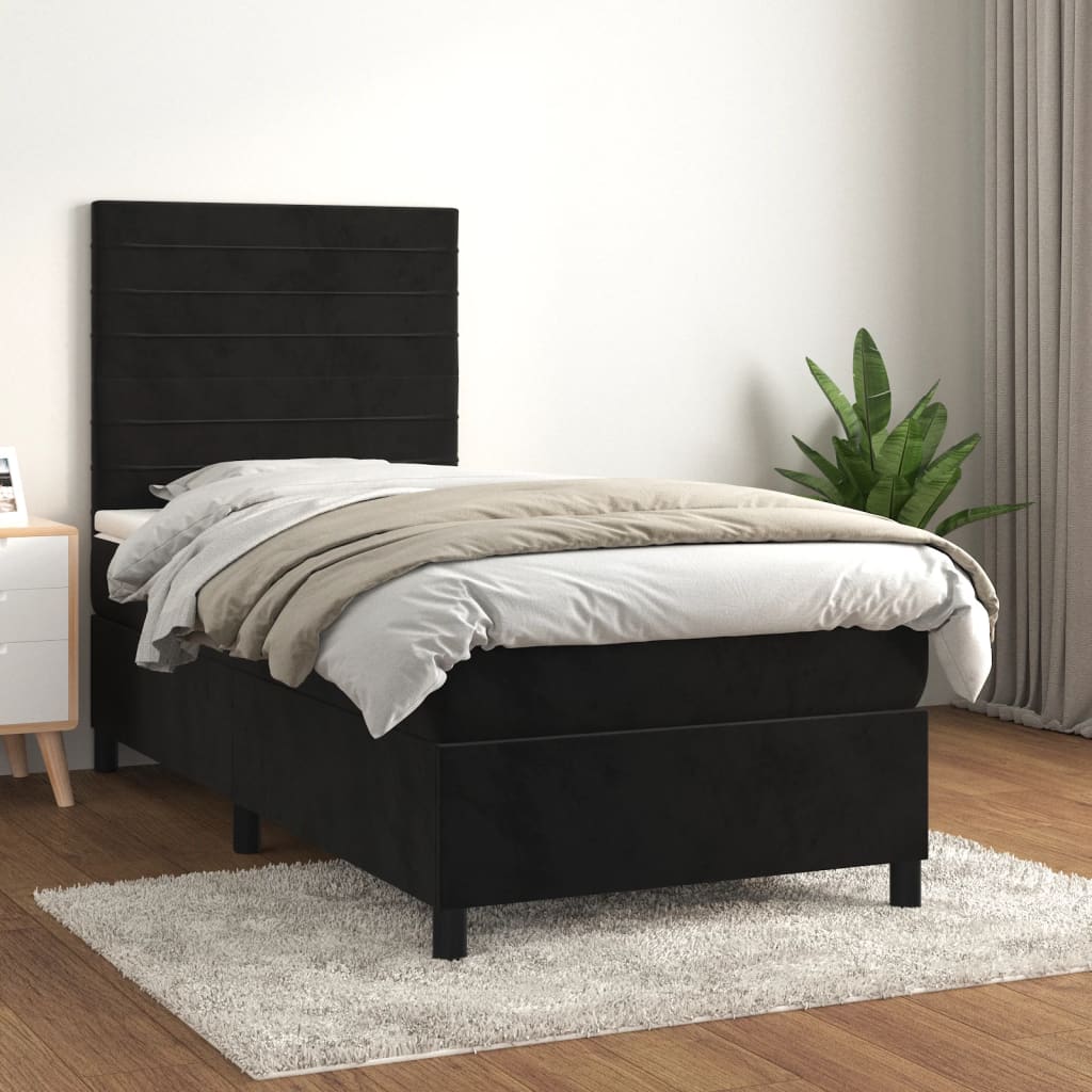 vidaXL Posteľný rám boxspring s matracom čierny 80x200 cm zamat