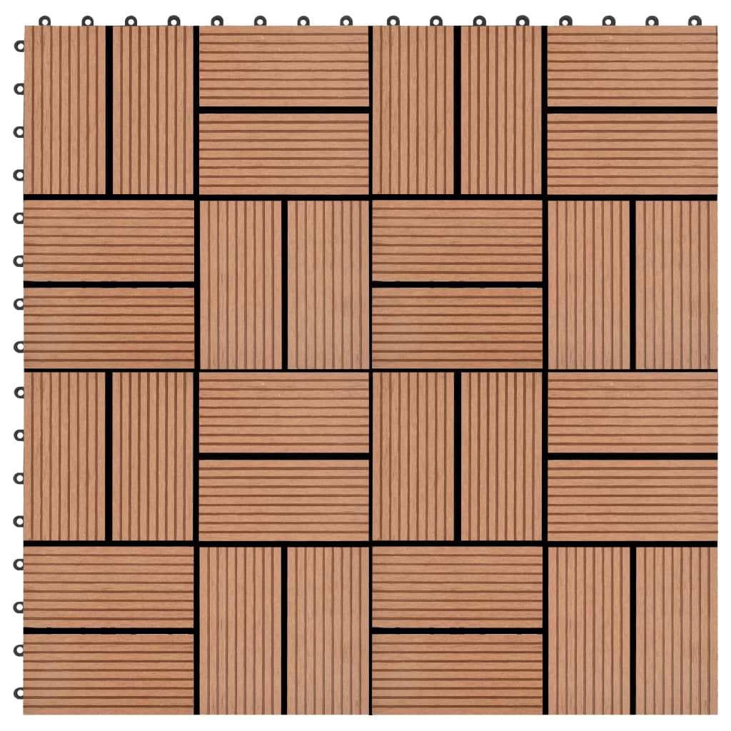 vidaXL Podlahové dlaždice 22 ks, 30x30 cm, 2 m2, WPC, hnedé
