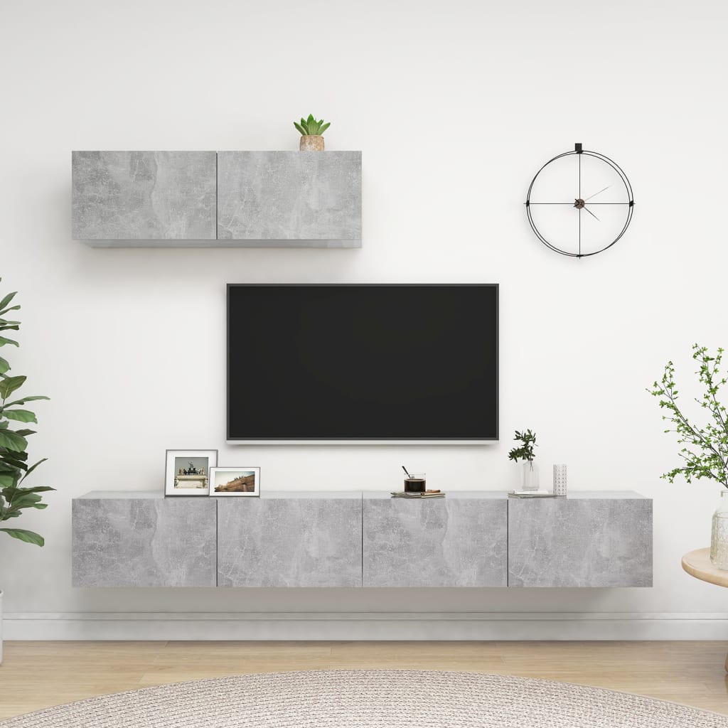 vidaXL TV skrinky 3 ks, betónovo sivé, kompozitné drevo