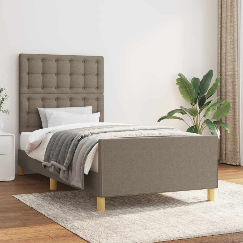 vidaXL Posteľný rám s čelom sivohnedý 80x200 cm látka