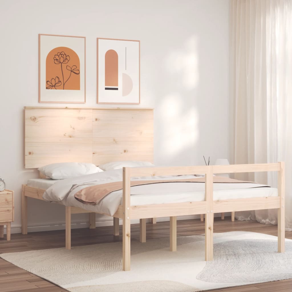 vidaXL Posteľ pre seniorov s čelom, 140x190 cm, drevený masív