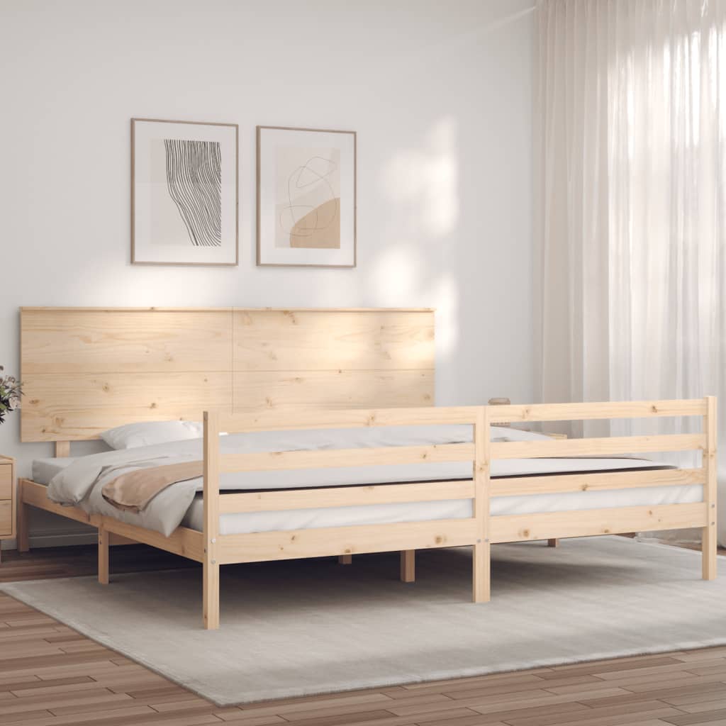 vidaXL Posteľný rám s čelom 200x200 cm masívne drevo