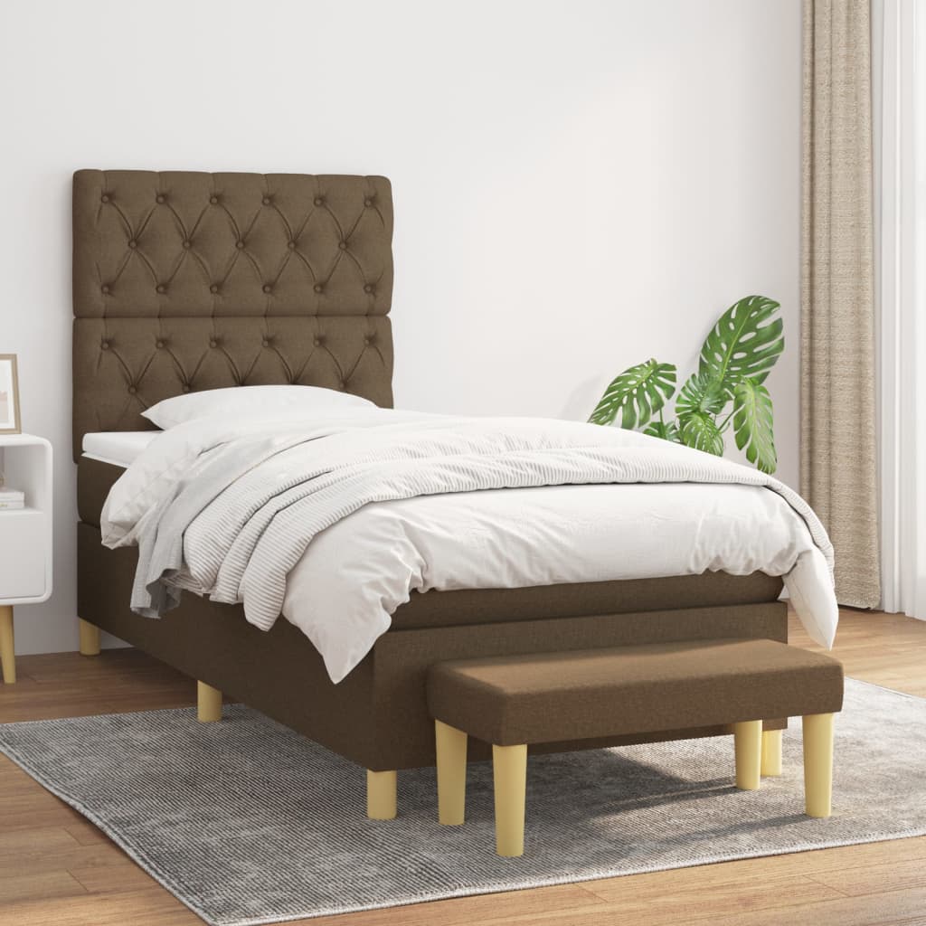 vidaXL Posteľný rám boxsping s matracom hnedý 80x200 cm látka