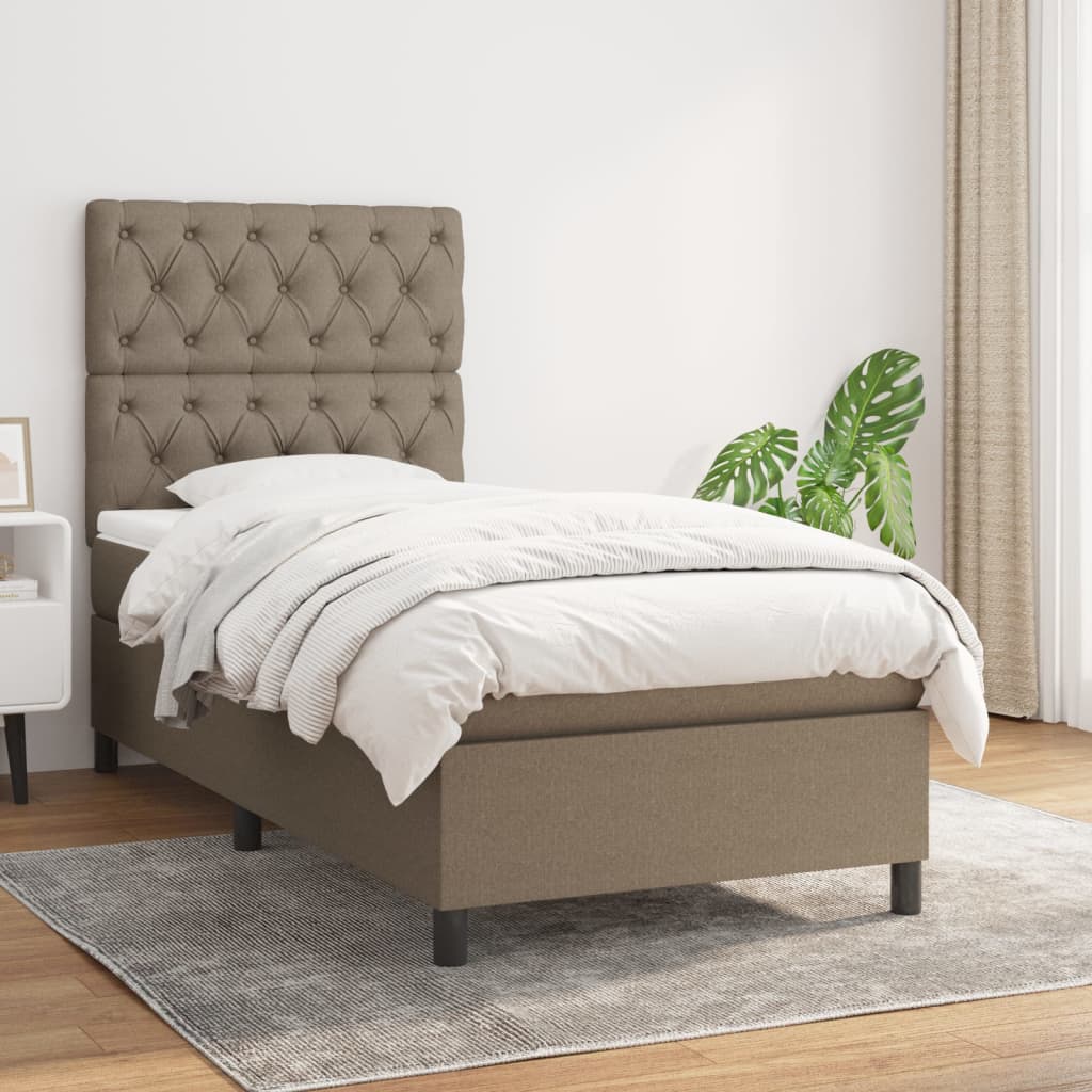 vidaXL Posteľný rám boxsping s matracom sivohnedý 80x200 cm látka