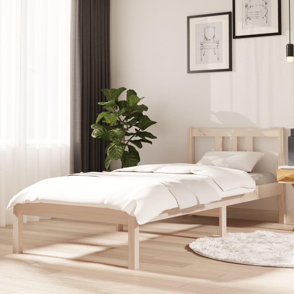 vidaXL Posteľný rám, drevený masív 75x190 cm, malé jednolôžko