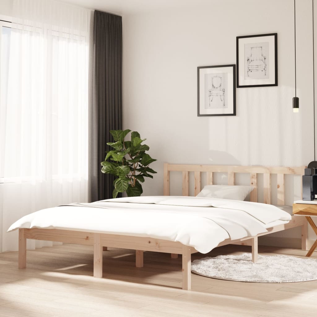 vidaXL Posteľný rám, drevený masív 135x190 cm, dvojlôžko