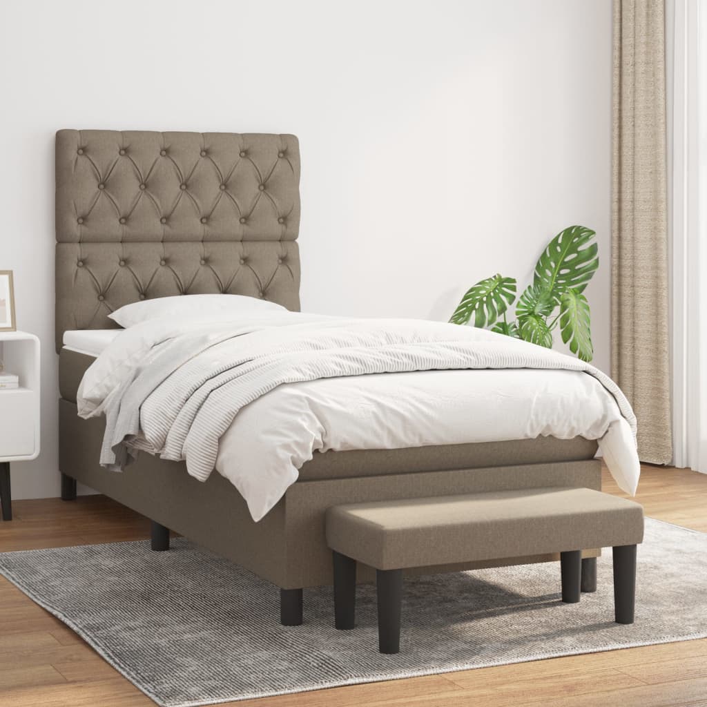 vidaXL Posteľný rám boxsping s matracom sivohnedý 80x200 cm látka