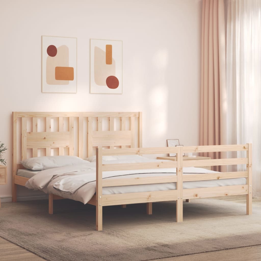 vidaXL Posteľný rám s čelom 160x200 cm masívne drevo