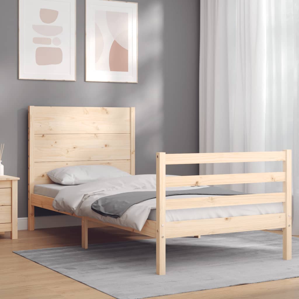 vidaXL Posteľný rám s čelom 90x200 cm masívne drevo