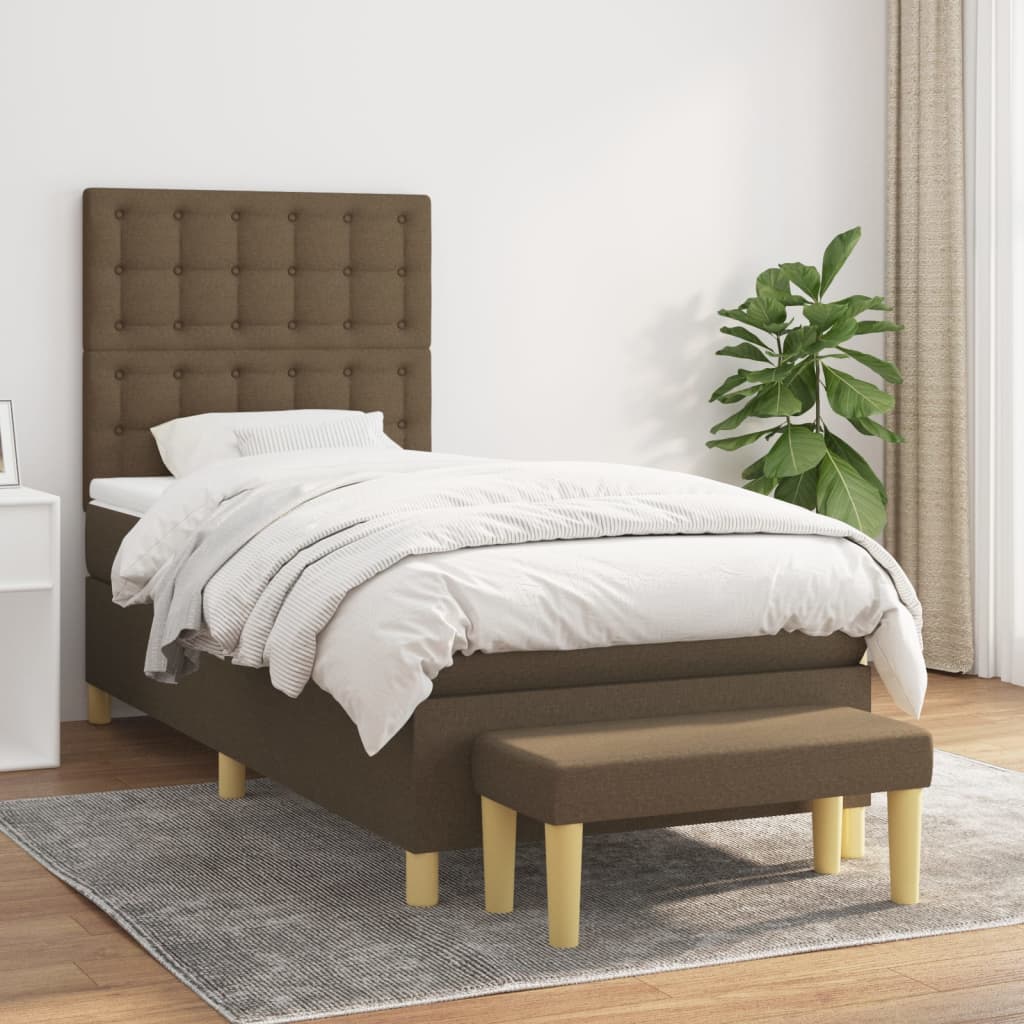vidaXL Posteľný rám boxsping s matracom hnedý 80x200 cm látka