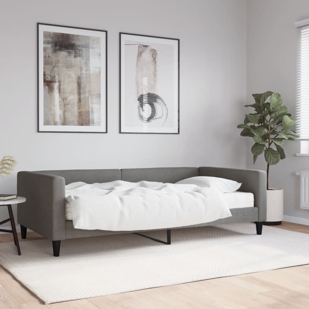 vidaXL Denná posteľ s matracom tmavosivá 100x200 cm látka