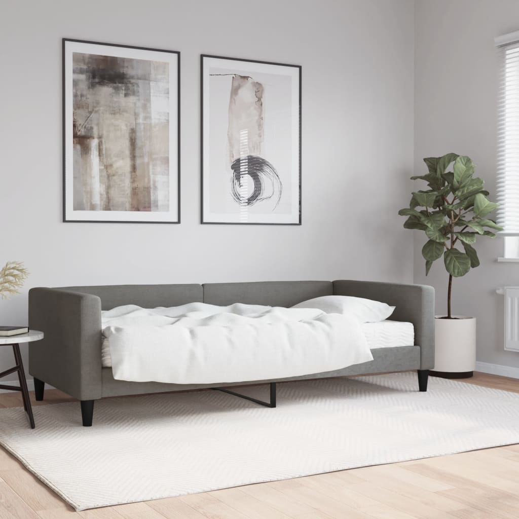 vidaXL Denná posteľ s matracom tmavosivá 90x200 cm látka