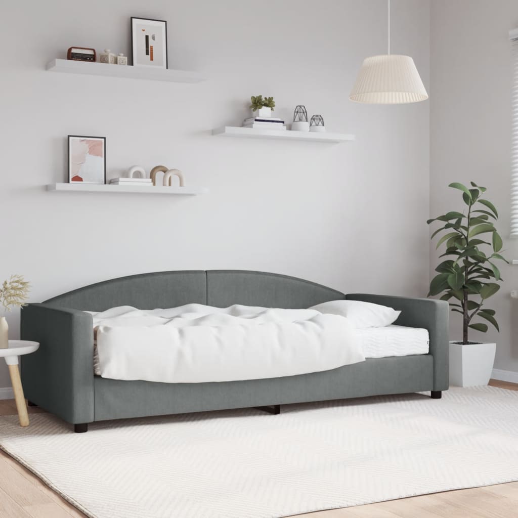 vidaXL Denná posteľ s matracom tmavosivá 90x200 cm látka