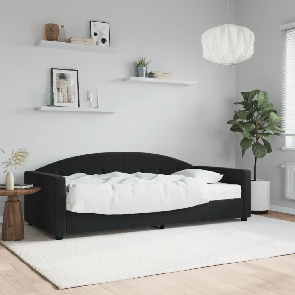 vidaXL Denná posteľ s matracom čierna 90x200 cm zamat