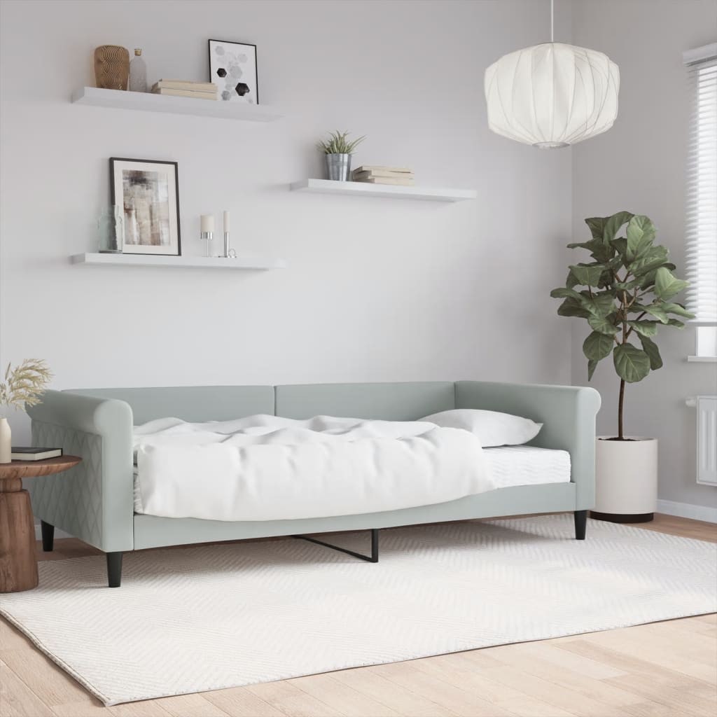 vidaXL Denná posteľ s matracom bledosivá 90x200 cm zamat