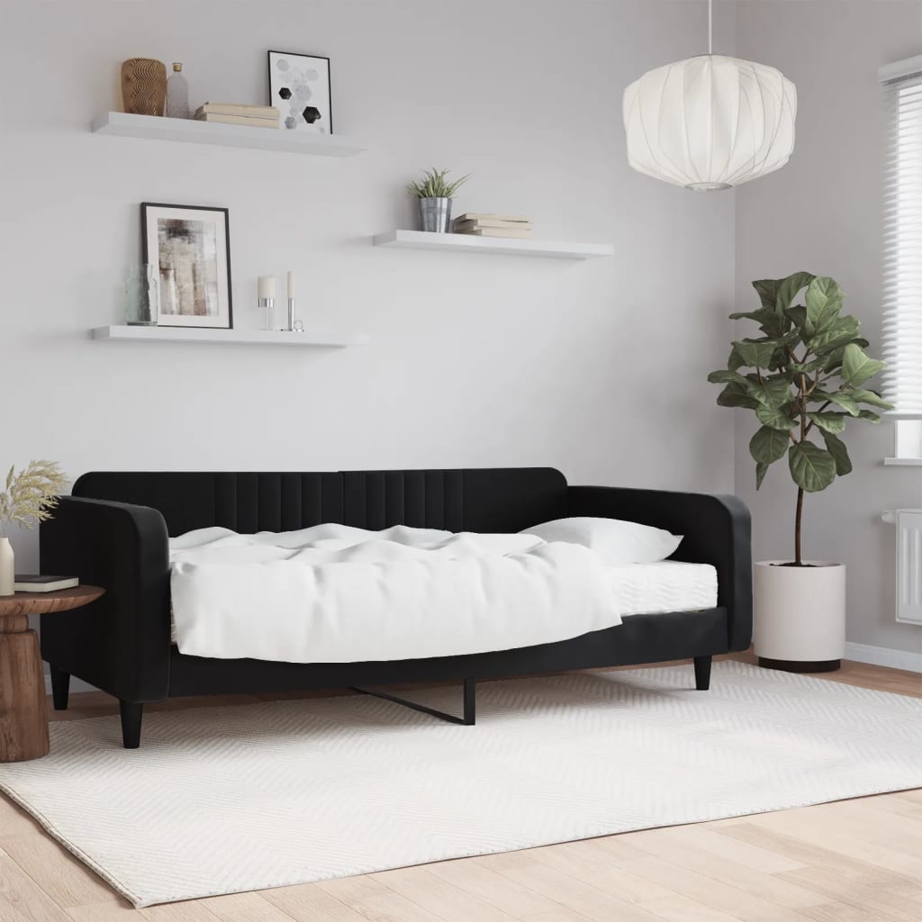 vidaXL Denná posteľ s matracom čierna 100x200 cm zamat
