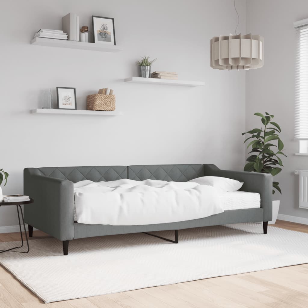 vidaXL Denná posteľ s matracom tmavosivá 100x200 cm látka